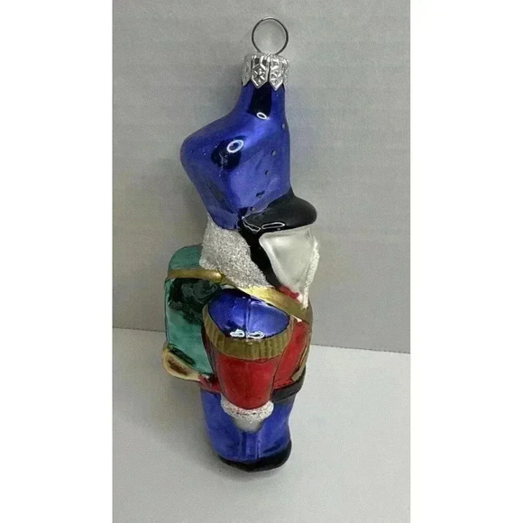 Poland Blown Glass Soldier Nutcracker Backpack Glitter Ornament Christmas Vtg - Picture 2 of 7